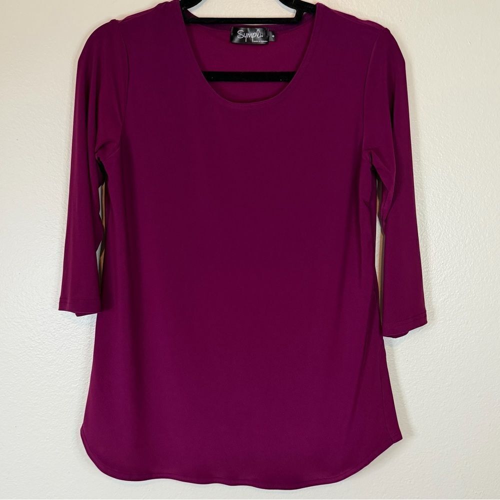 Sympli Go To Classic T Relax Shirt Womens 3/4 Sleeve Canada Top Size 6 Burgundy